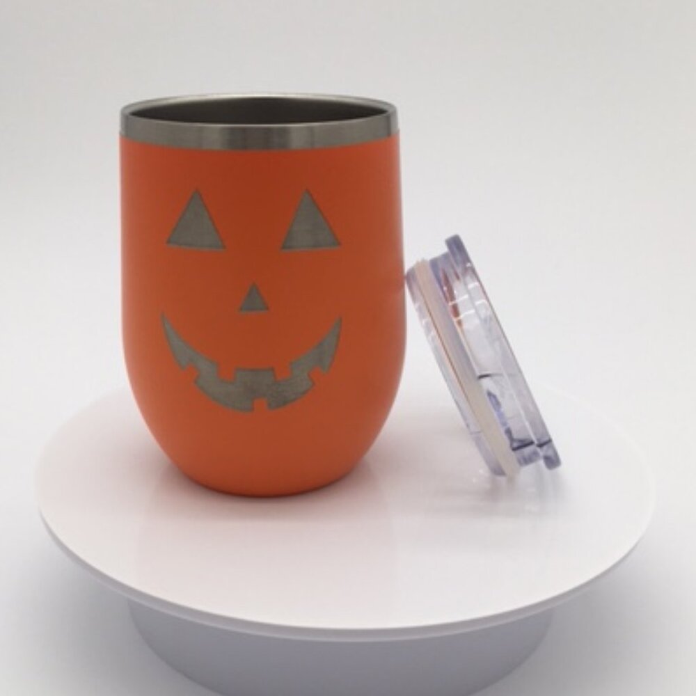 Polar Camel 12 oz. Customized Halloween Pumpkin Stemless Wine Tumbler